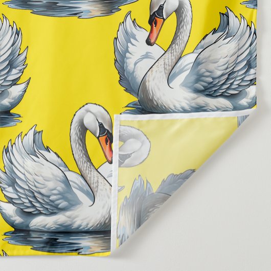 Swan Birds Pattern Design On Yellow  ファブリック