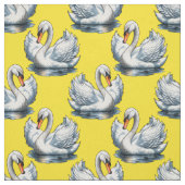 Swan Birds Pattern Design On Yellow  ファブリック (見本)