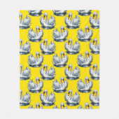 Swan Birds Pattern Design On Yellow  フリースブランケット (正面)