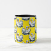Swan Birds Pattern Design On Yellow  マグカップ (中央)