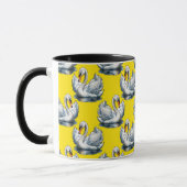 Swan Birds Pattern Design On Yellow  マグカップ (左)