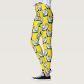 Swan Birds Pattern Design On Yellow  レギンス (左)