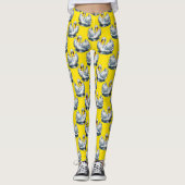 Swan Birds Pattern Design On Yellow  レギンス (正面)