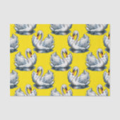 Swan Birds Pattern Design On Yellow  薄葉紙 (正面)