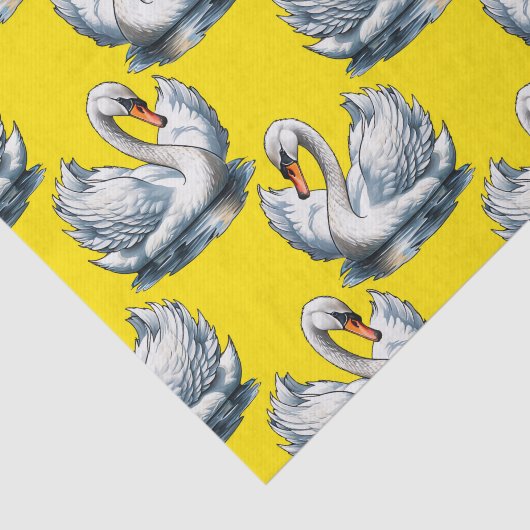 Swan Birds Pattern Design On Yellow  薄葉紙 (詳細)