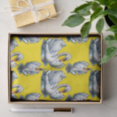 Swan Birds Pattern Design On Yellow  薄葉紙 (ギフト)
