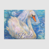 Swan Bride Veil Blue White Personalized Decoupage 薄葉紙 (正面)