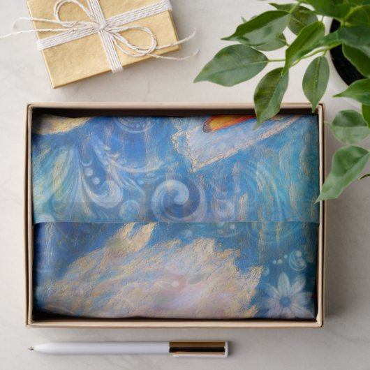 Swan Bride Veil Blue White Personalized Decoupage 薄葉紙 (ギフト)