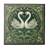 Swan Couple Art Nouveau Decorative Wall Accent タイル (正面)