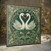 Swan Couple Art Nouveau Decorative Wall Accent タイル