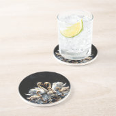 Swan Family on Black Lake Artwork コースター (側面)