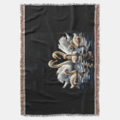 Swan Family on Black Lake Artwork スローブランケット (正面縦)