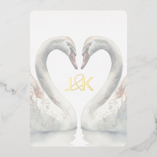 Swan Foilの結婚発表フォトカードの追加 箔シーズンカード (正面)