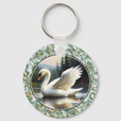 Swan Glides Gracefully on Lake キーホルダー (正面)