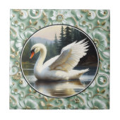Swan Glides Gracefully on Lake タイル (正面)