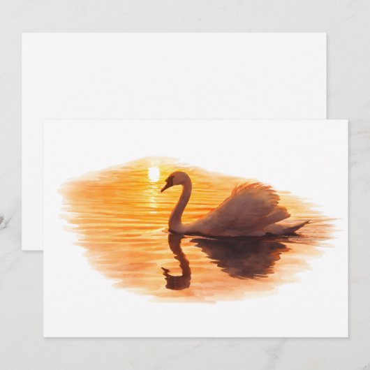 Swan Gliding at Sunset 招待状 (正面/裏面)