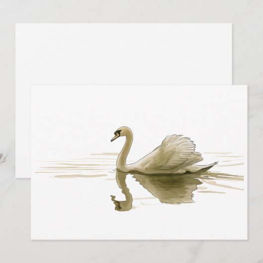 Swan Gliding Over Water 招待状 (正面/裏面)