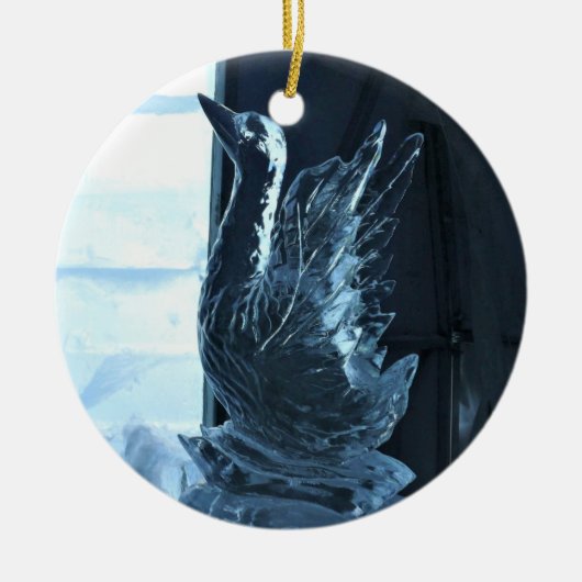 Swan Ice Sculpture （カナダ、ケベック州） セラミックオーナメント (正面)