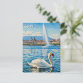 Swan in Geneva Switzerland Travel  ポストカード (スタンド正面)