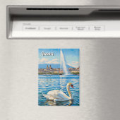 Swan in Geneva Switzerland Travel  マグネット (インサイチュ (食洗機))