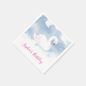 SWAN LAKEエレガント金ゴールドクラウンピンク青の水色 スタンダードカクテルナプキン (角)