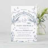 Swan Lake Toile Chinoiserie Baby Shower Invitation 招待状 (スタンド正面)