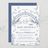Swan Lake Toile Chinoiserie Baby Shower Invitation 招待状 (正面/裏面)