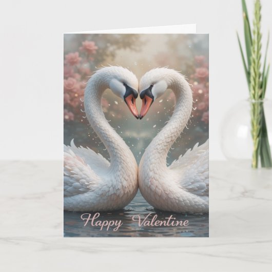Swan Love Valentine Elegant Romantic Bird  シーズンカード (正面)