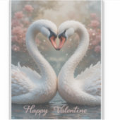 Swan Love Valentine Elegant Romantic Bird シール (正面)