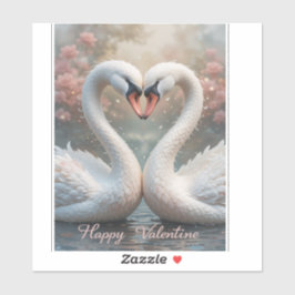 Swan Love Valentine Elegant Romantic Bird  シール