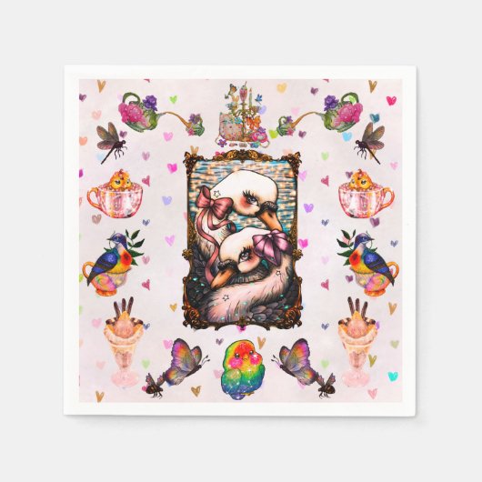 Swan Lovers スタンダードカクテルナプキン (正面)