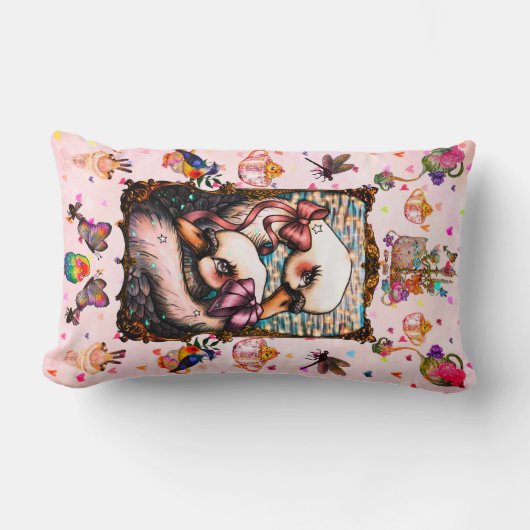 Swan lovers ランバークッション (正面)