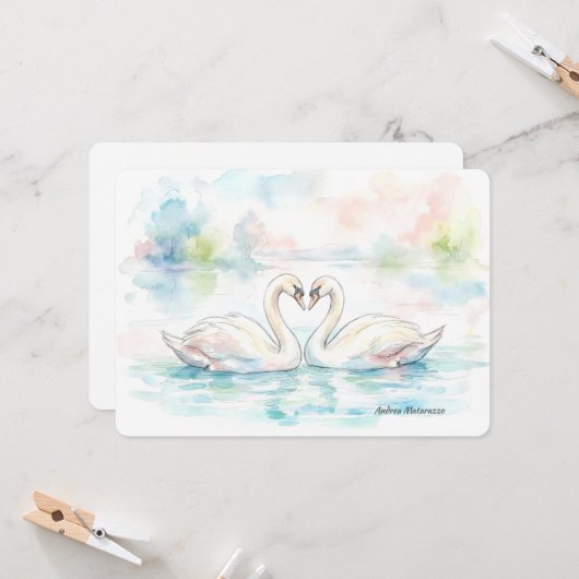 Swan Lovers - Valentine's Day カード (正面/裏面インサイチュ)