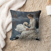 Swan Maiden Winter Lake Romance Fantasy Art クッション (ブランケット)