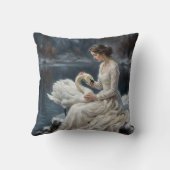 Swan Maiden Winter Lake Romance Fantasy Art クッション (裏面)