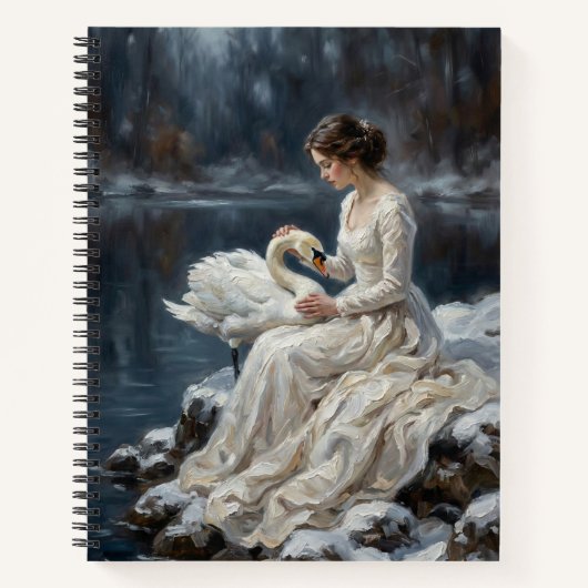 Swan Maiden Winter Lake Romance Fantasy Art ノートブック (正面)