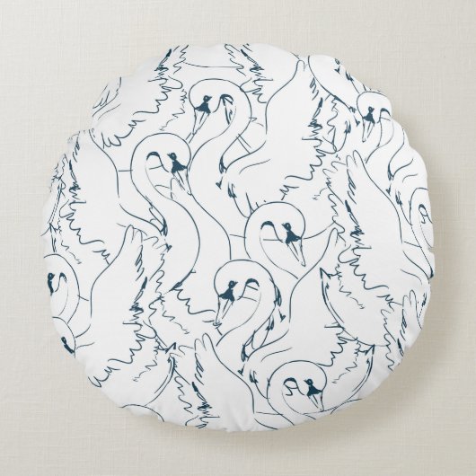 Swan Pattern Seamlessswan, pattern, abstract, back ラウンドクッション (正面)