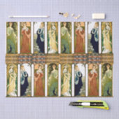 Swan Peacock Dove Flowersアールヌーボーの女性 薄葉紙 (クラフト)