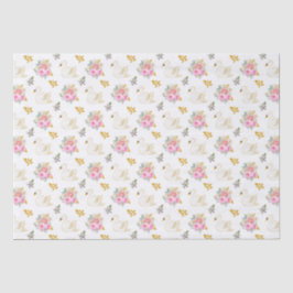 Swan Pink and Gold Floral Roses 薄葉紙