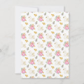 Swan Pink and Gold Roses Baby Shower サンキューカード (裏面)