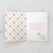 Swan Pink and Gold Roses Baby Shower Thank You サンキューカード (内部)