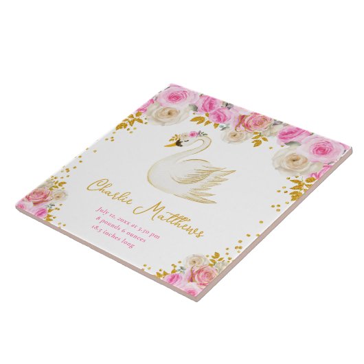 Swan Pink and Gold Roses Birth Statistics タイル (側面)
