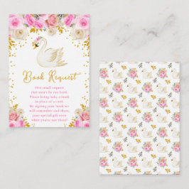 Swan Pink and Gold Roses Book Request エンクロージャーカード