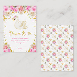 Swan Pink and Gold Roses Diaper Raffle エンクロージャーカード