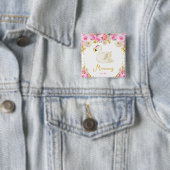 Swan Pink and Gold Roses Mommy To Be 缶バッジ (インサイチュ)