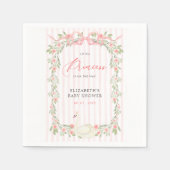 Swan Pink Bow Floral Baby Shower スタンダードカクテルナプキン (正面)