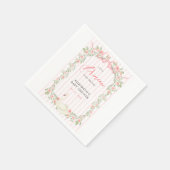 Swan Pink Bow Floral Baby Shower スタンダードカクテルナプキン (角)