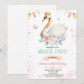 Swan princess party invitation 招待状 (正面/裏面)