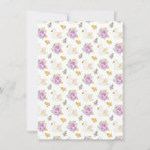 Swan Purple and Gold Roses Baby Shower サンキューカード (裏面)