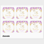 Swan Purple Gold Roses Baby Shower Thank You スクエアシール (シート)